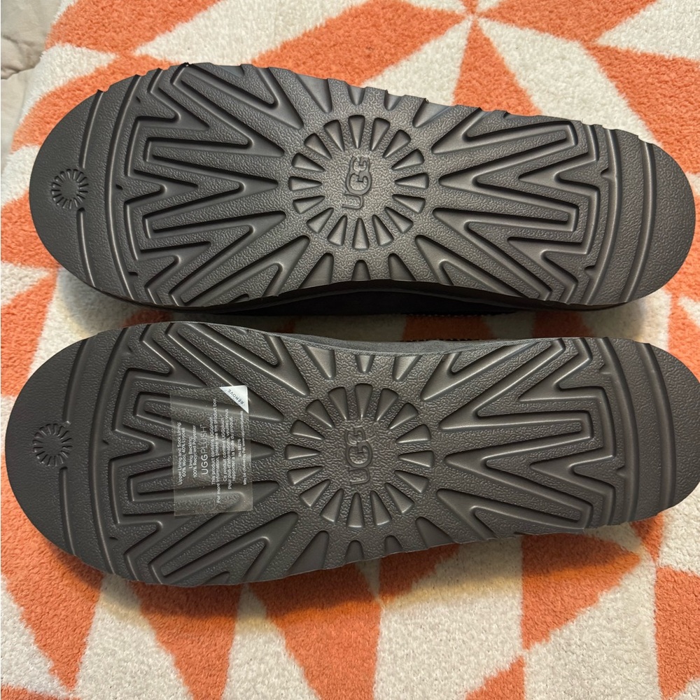 UGG Men's Charcoal Gray Suede Shearling Slip-On Loafers - Picture 4 of 6